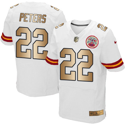 Nike Chiefs #22 Marcus Peters White Men's Stitched NFL Elite Gold Jersey